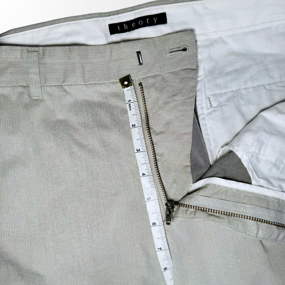 Theory Men's Pinstripe Flat Front Shorts in Beige - 33 - Picture 12 of 15